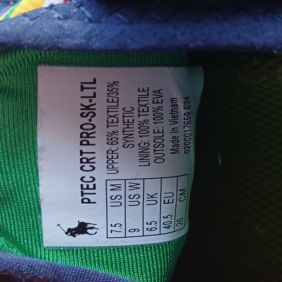 Polo by Ralph Lauren U.S Open Colorful Sneakers Size 7.5 Mens Size 9 Womens - Picture 3 of 6